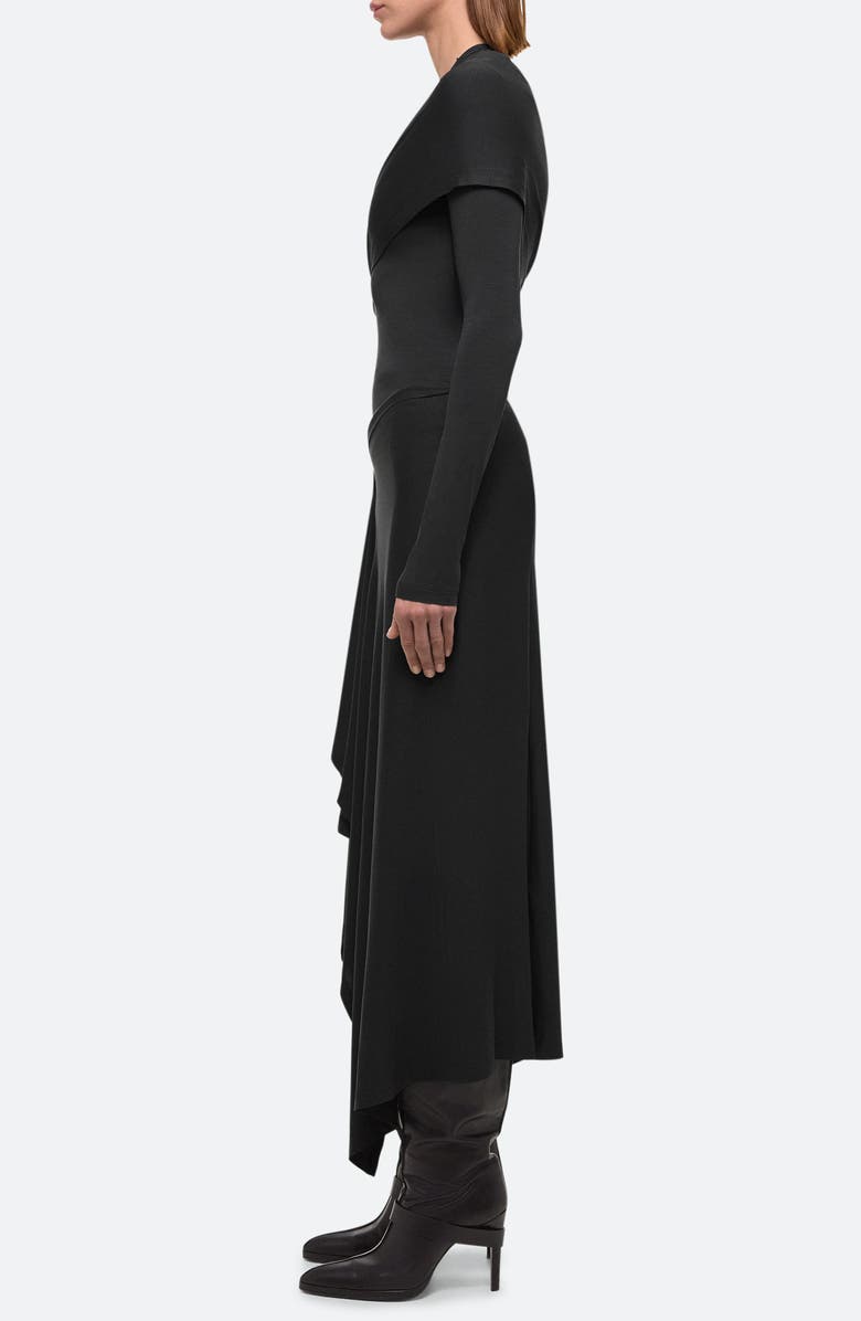 Helmut Lang Protection Draped Asymmetric Long Sleeve Dress, Alternate, color, 