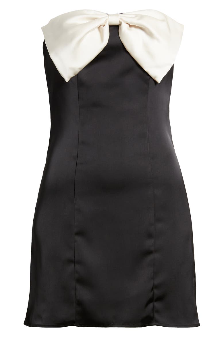 Kesy Bow Strapless Minidress, Alternate, color, BLACK