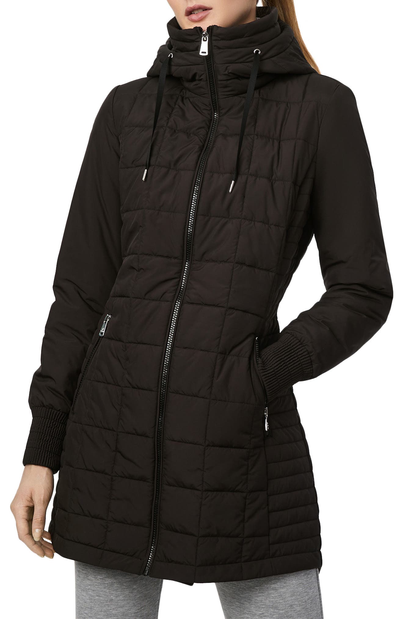 Bernardo Water Resistant Puffer Hooded Jacket & Tote, Main, color, 