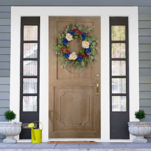 Northlight Americana Mixed Foliage And Florals Artificial Patriotic Wreath In Red