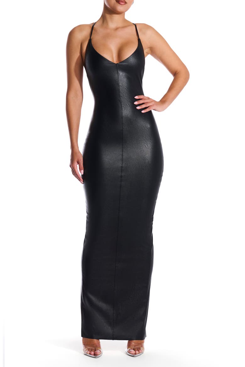 Keeping My X Maxi Dress, Main, color, BLACK