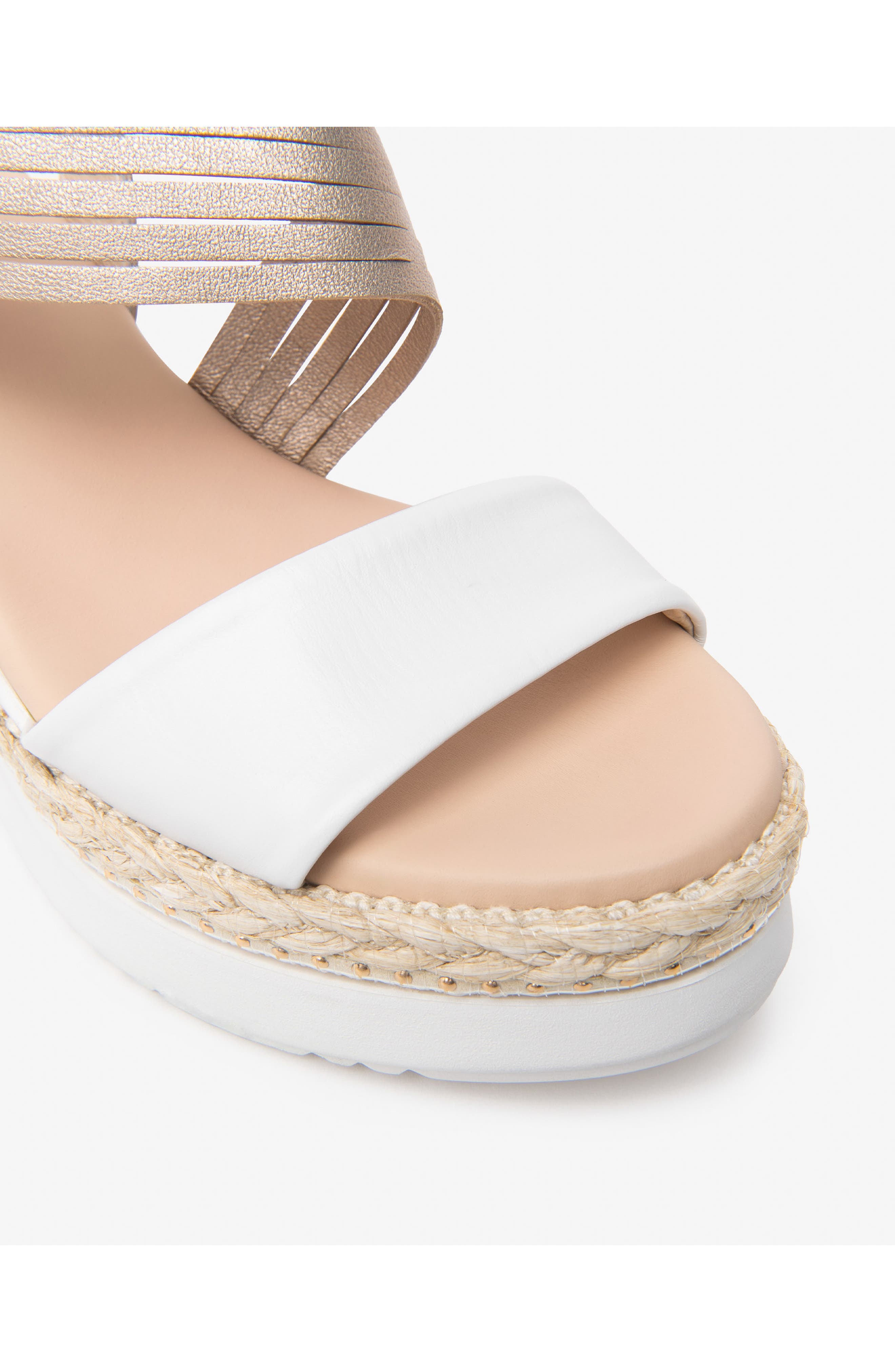 NeroGiardini Platform Wedge Sandal, Alternate, color, White/ Gold