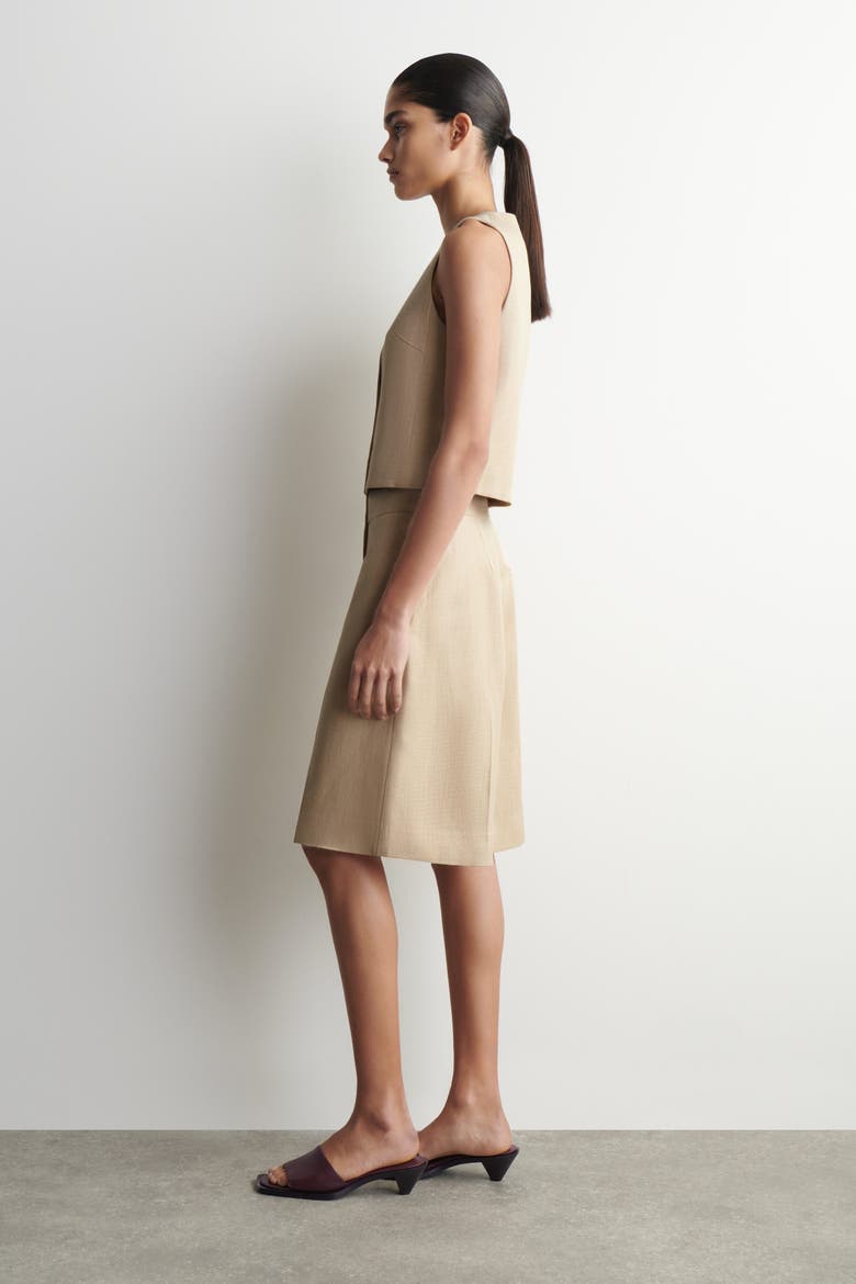 Longline Tailored Shorts, Alternate, color, BEIGE