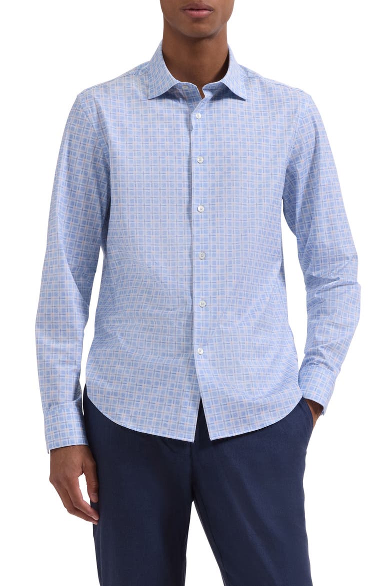 James OoohCotton® Check Print Button-Up Shirt, Main, color, AIR BLUE