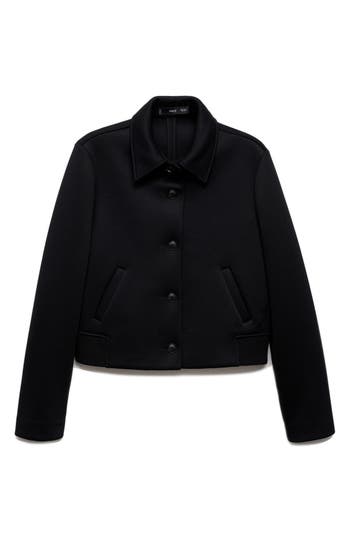 Mango Crop Jacket In Black