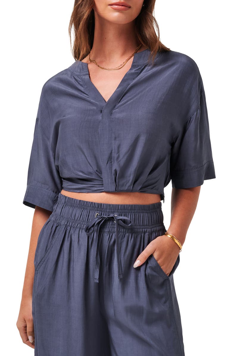 TravisMathew Savanna Short Sleeve Crop Shirt, Main, color, Ombre Blue