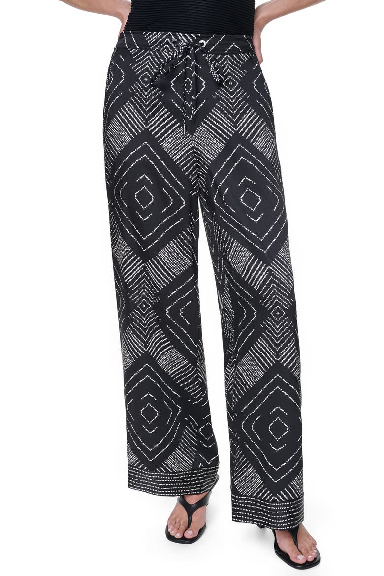 Scarf Print Wide Leg Pants, Main, color, GEO DIAMOND POINTELLE