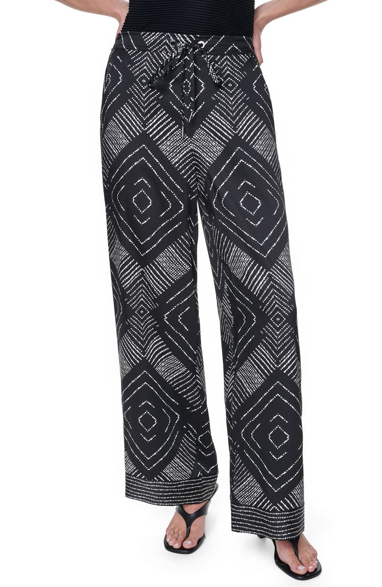DKNY Scarf Print Wide Leg Pants, Main, color, Geo Diamond Pointelle