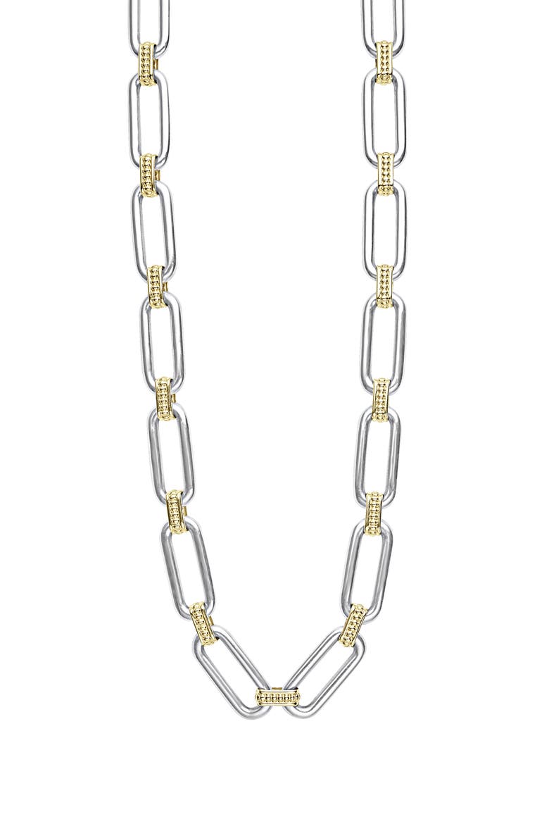 Signature Caviar Link Necklace, Main, color, SILVER GOLD