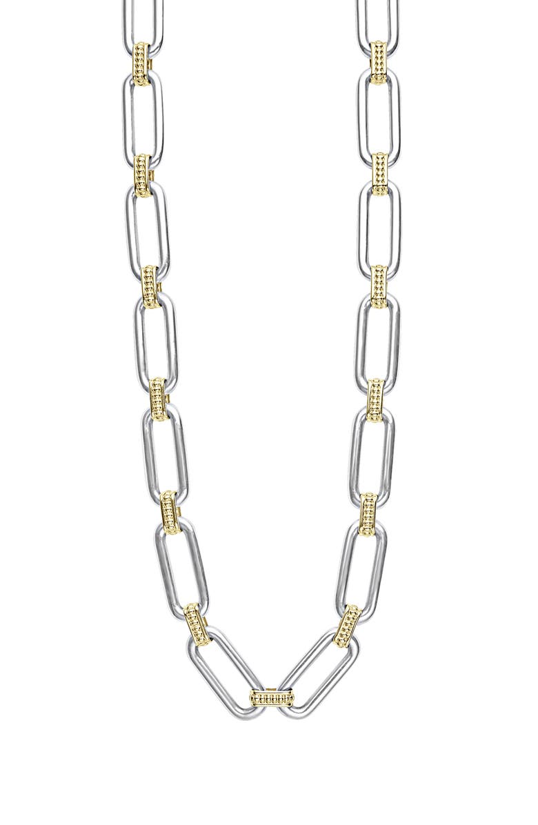 LAGOS Signature Caviar Link Necklace, Main, color, Silver Gold