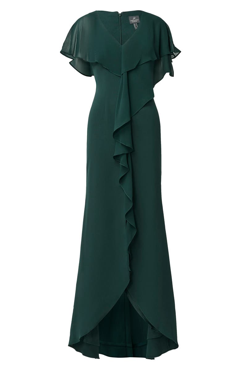 Adrianna Papell Chiffon Overlay Crepe Mermaid Gown, Alternate, color, 