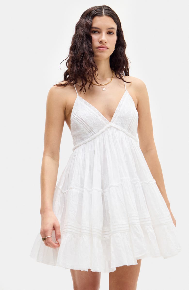 BDG Urban Outfitters Aria Embroidered Tiered Cotton Sundress, Alternate, color, 