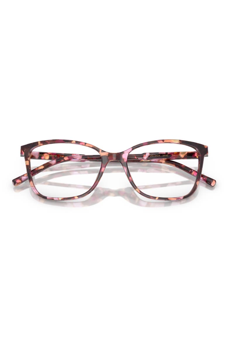 54mm Rectangular Optical Glasses, Alternate, color, HAVANA PINK PEARL / DEMO LENS