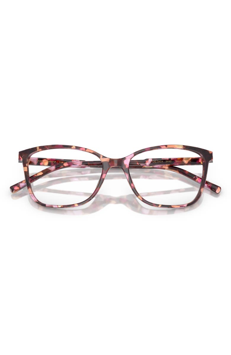 Dolce&Gabbana 54mm Rectangular Optical Glasses, Alternate, color, Havana Pink Pearl / Demo Lens