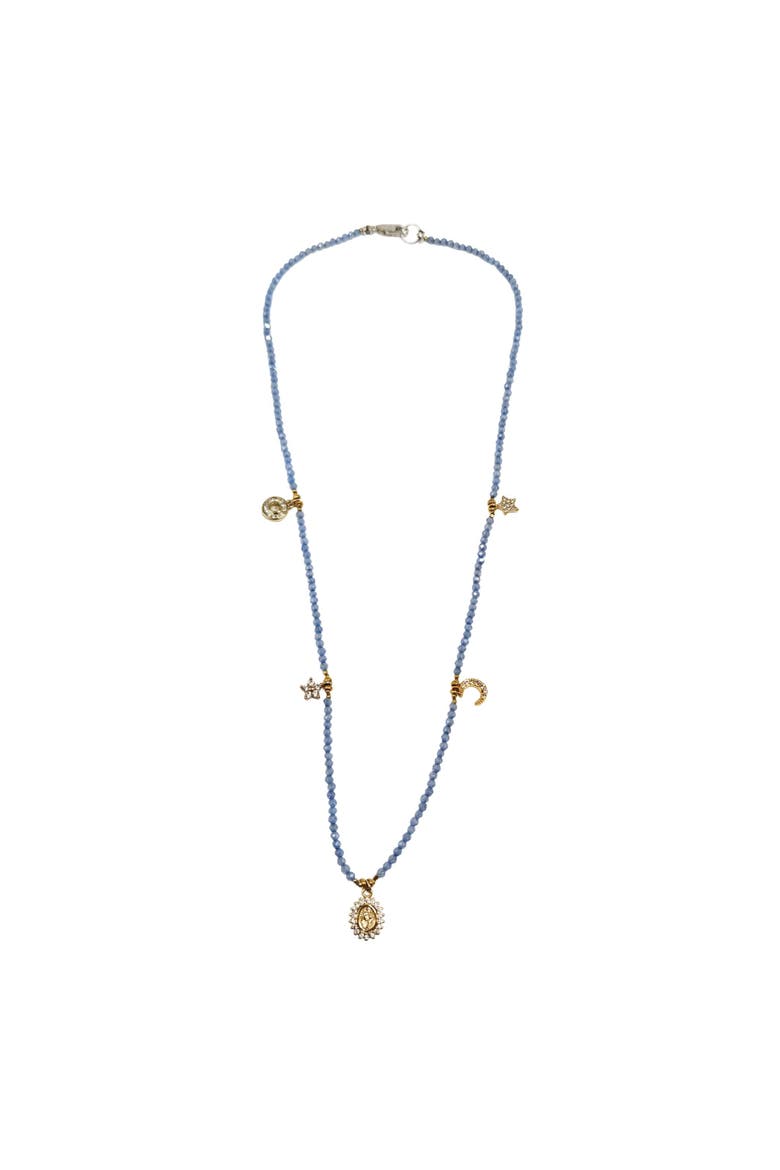Pale VIolet Blue  Charm Necklace, Main, color, Blue