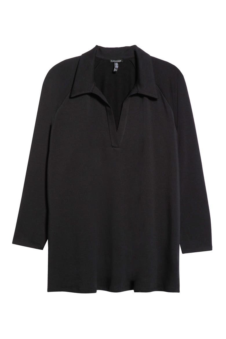Raglan Sleeve Henley Tunic, Alternate, color, BLACK