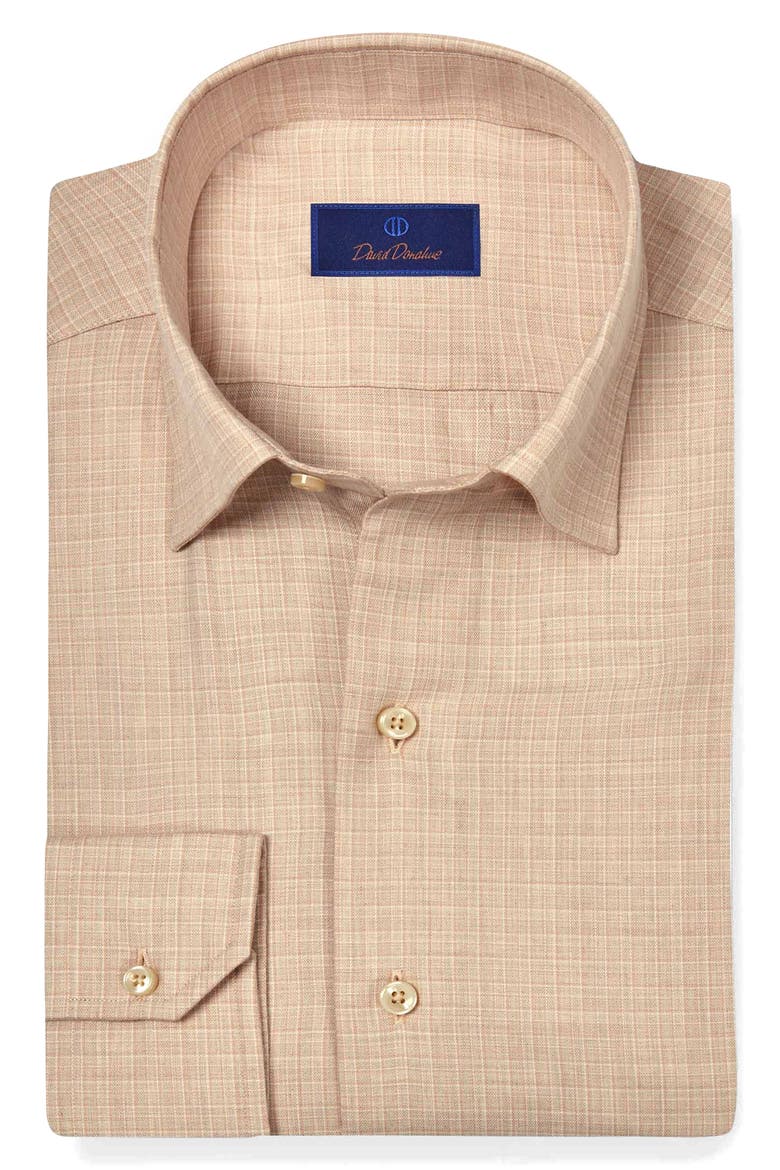 Melange Twill Check Sport Shirt, Main, color, SAND