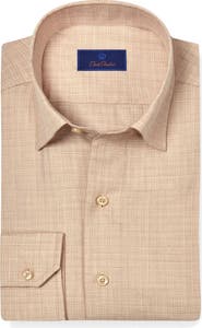 David Donahue Melange Twill Check Sport Shirt