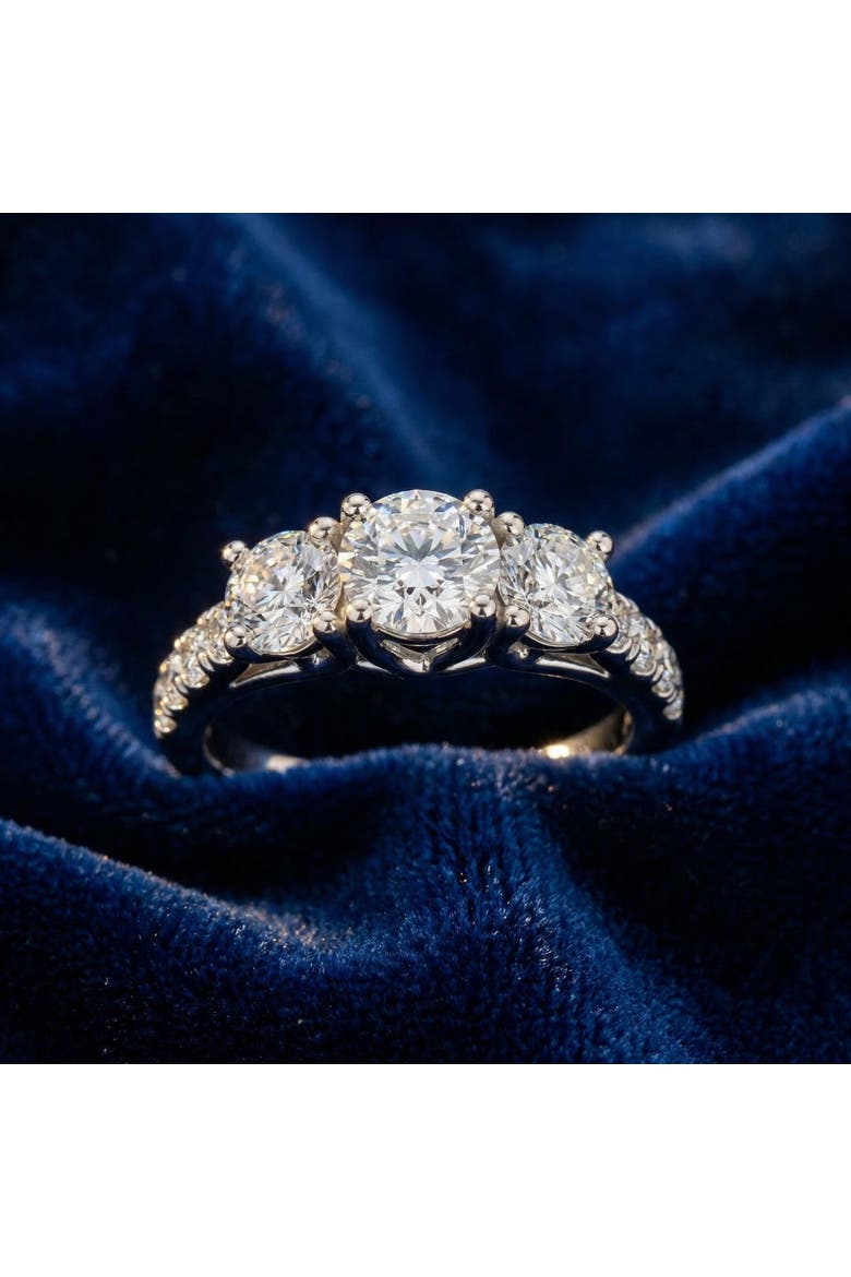 1 1/4ct Three Stone Lab Grown Diamond Engagement Ring 14K Gold, Alternate, color, 14K White Gold