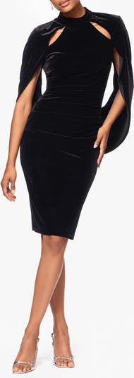 Cutout Capelet Velvet Cocktail Dress