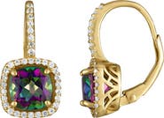 FZN 14K Gold Over Silver Gemstone And Diamond Leverback Earrings