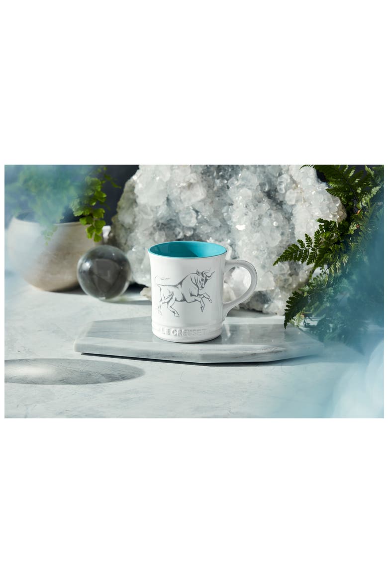 Zodiac Stoneware Mug, Alternate, color, WHITE/ TEAL BLUE