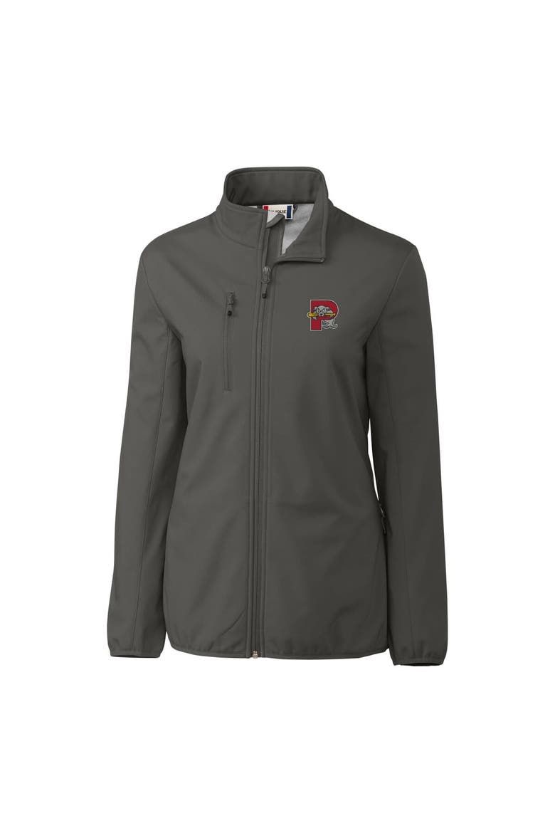 Women's Cutter & Buck  Steel Portland Sea Dogs Clique Trail Stretch Softshell Full-Zip Jacket, Alternate, color, Steel