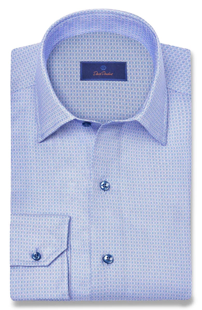 David Donahue Micro Print Sport Shirt, Main, color, Blue/ Purple