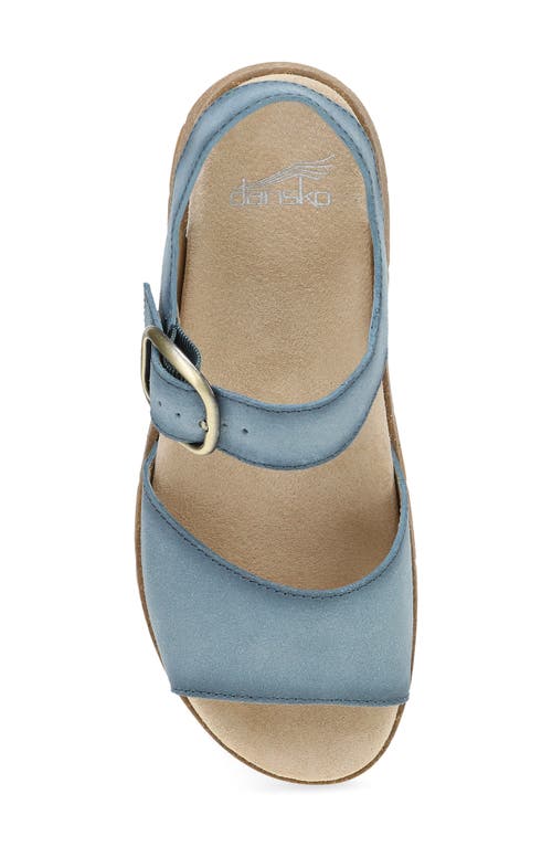 Dansko Bianca Platform Wedge Sandal In Blue Burnished Suede