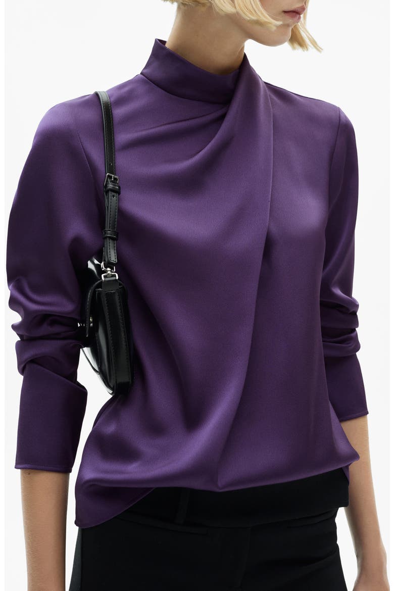 Draped Satin Top, Main, color, PURPLE