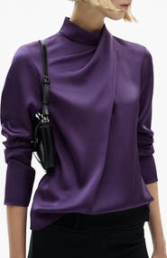 MANGO Draped Satin Top
