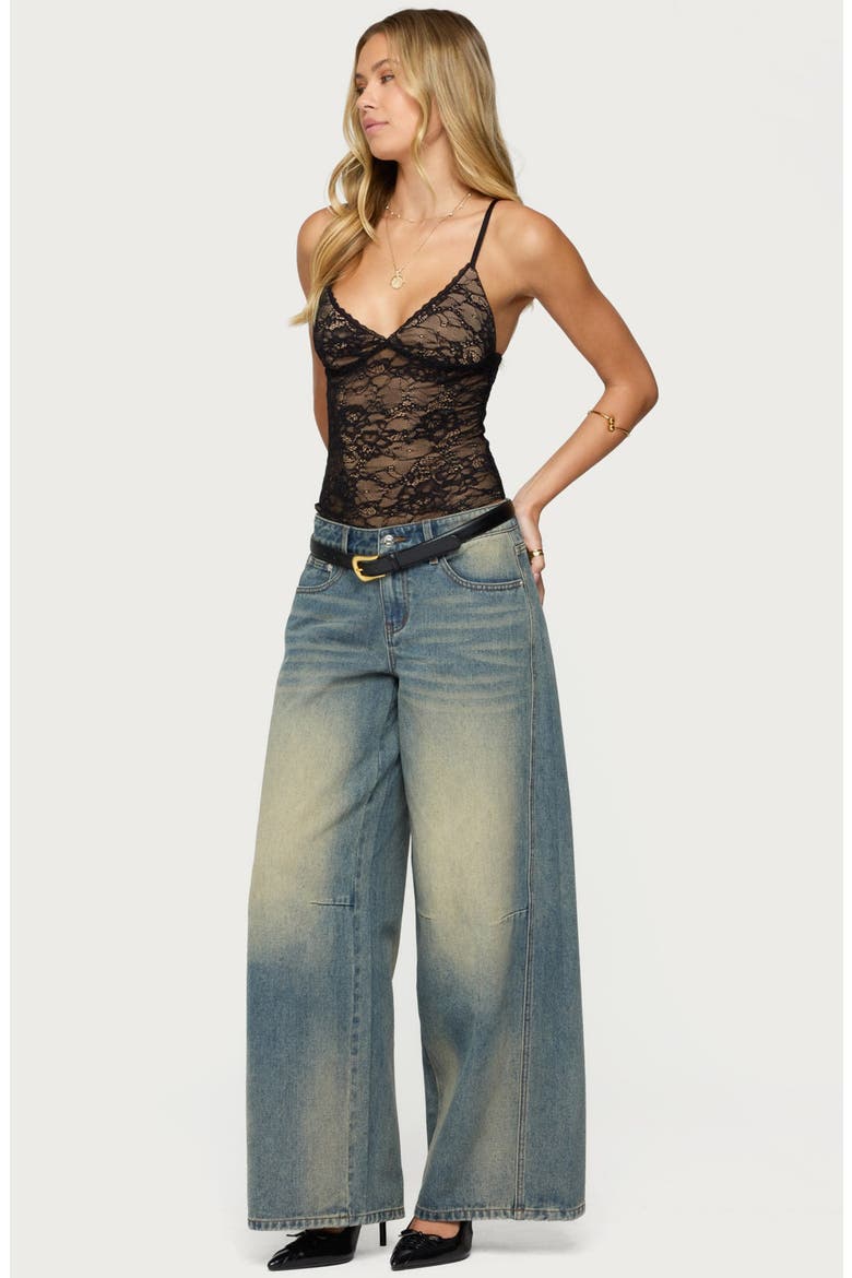 Lace Cami Bodysuit, Alternate, color, BLACK
