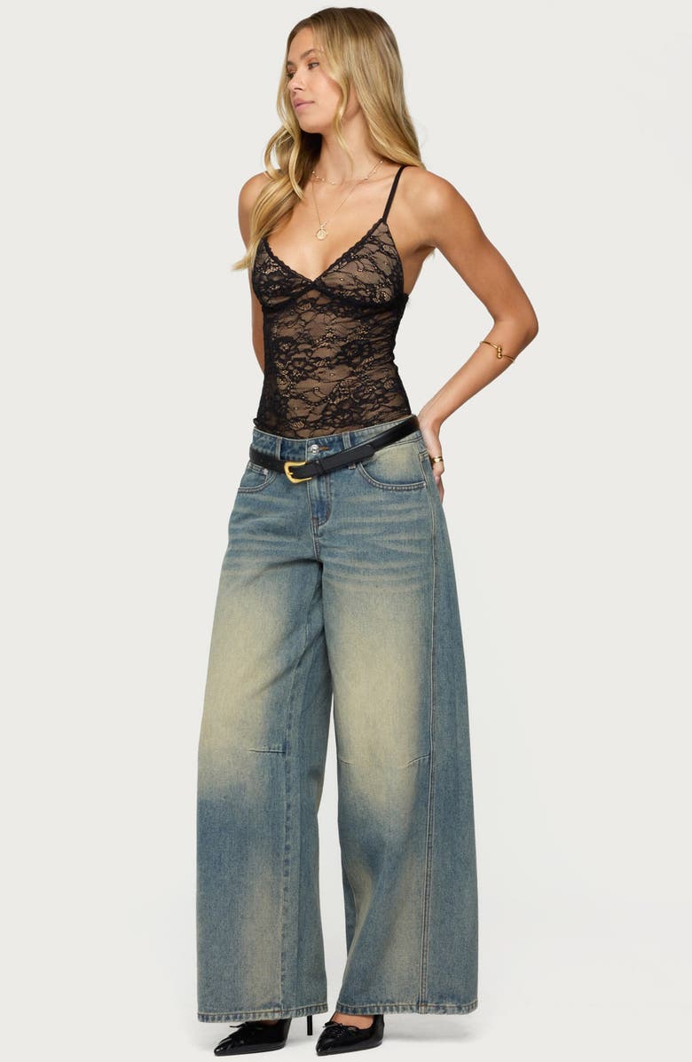 EDIKTED Lace Cami Bodysuit, Alternate, color, Black