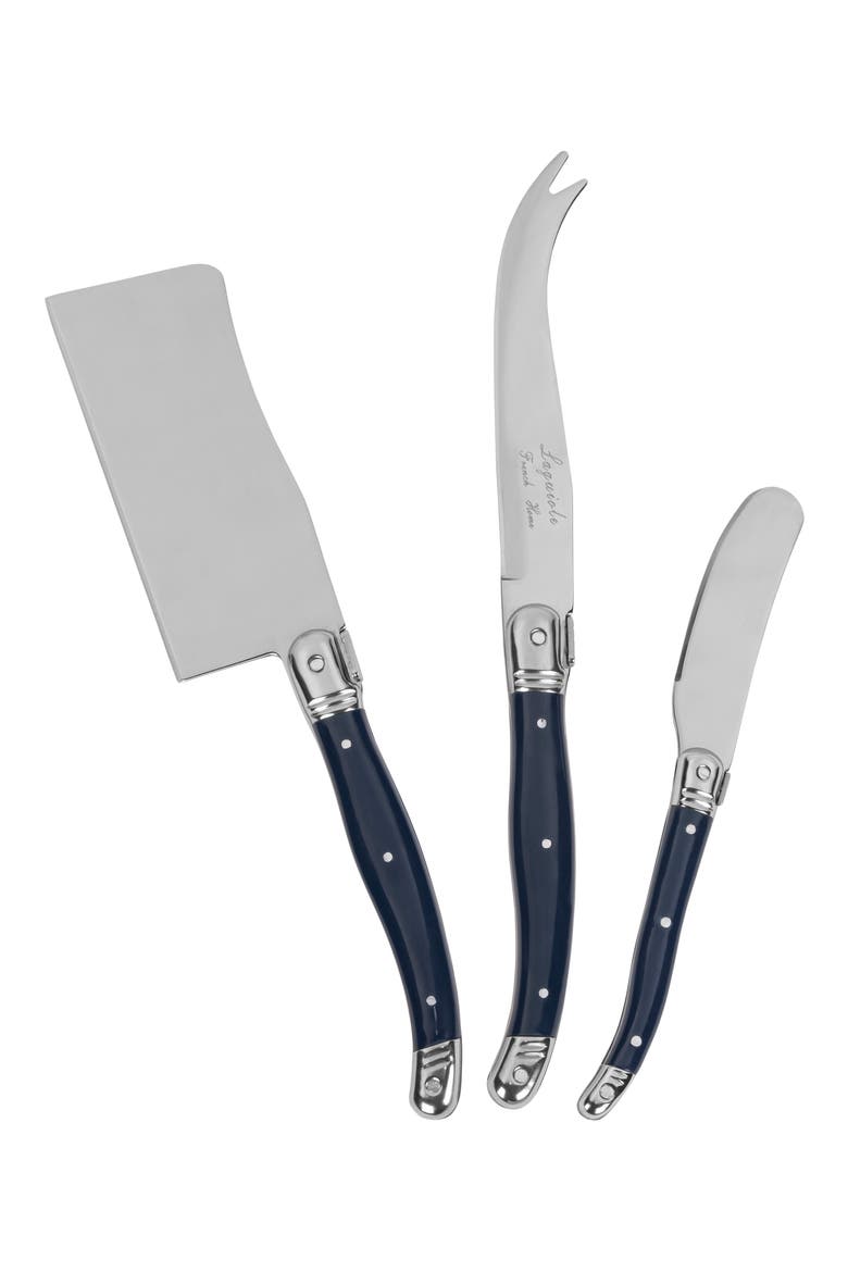 Laguiole 3-Piece Cheese Knife Set, Alternate, color, NAVY