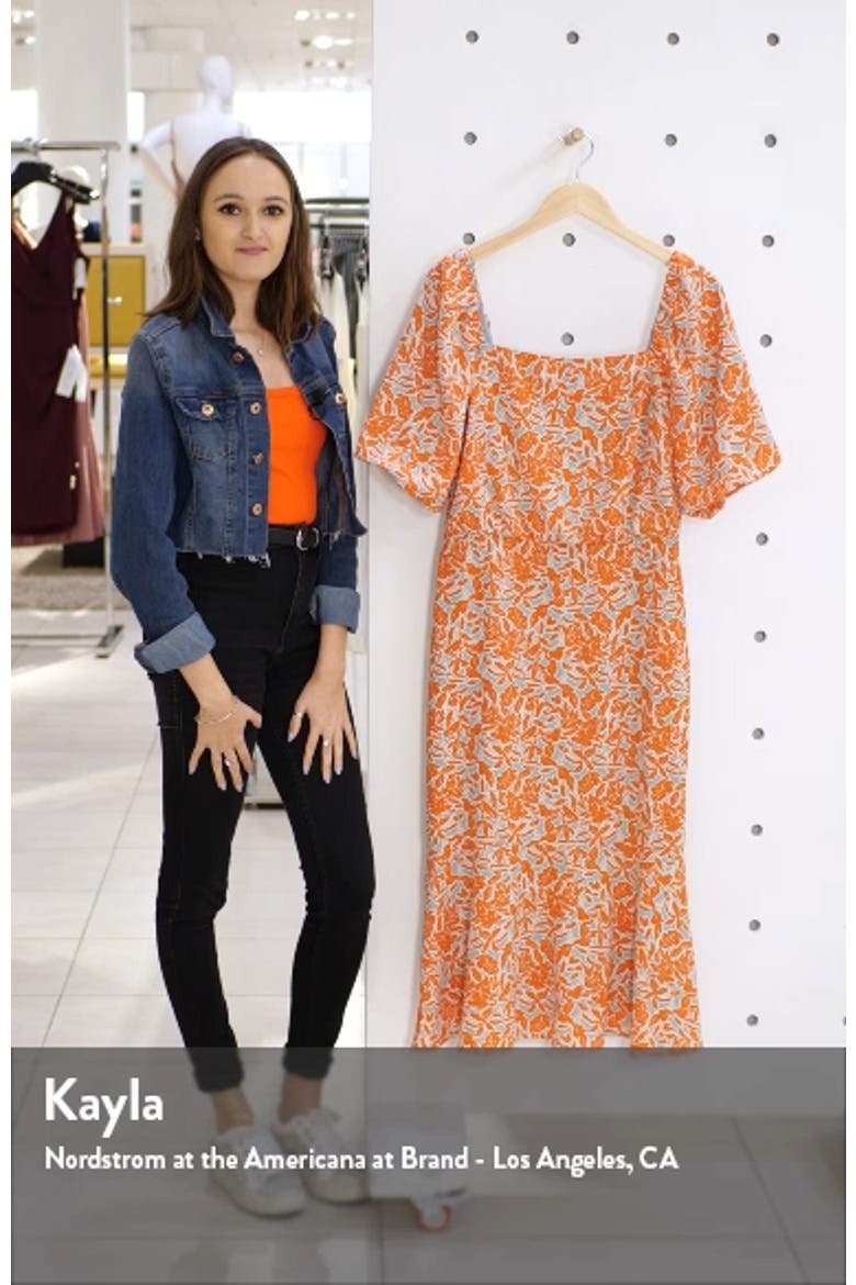 Floral Print Blouson Midi Dress video