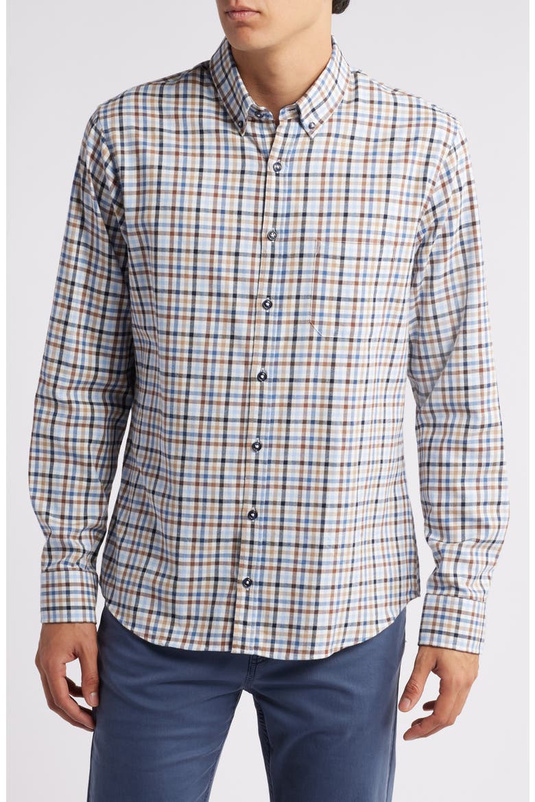 Daniel Check Flannel Button-Down Shirt, Main, color, 22-DARK NAVY