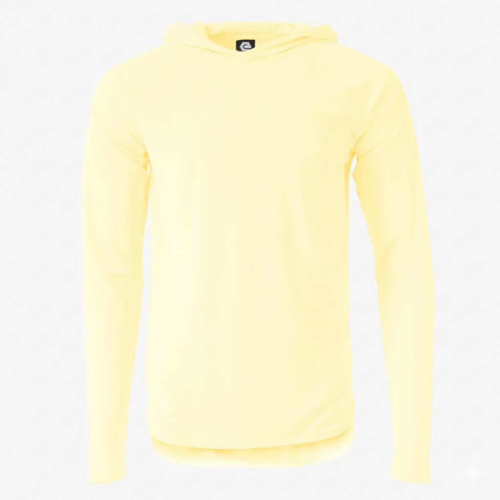 BenBen Varsity Lightweight Droptail Long Sleeve Hoodie in Soft Yellow 