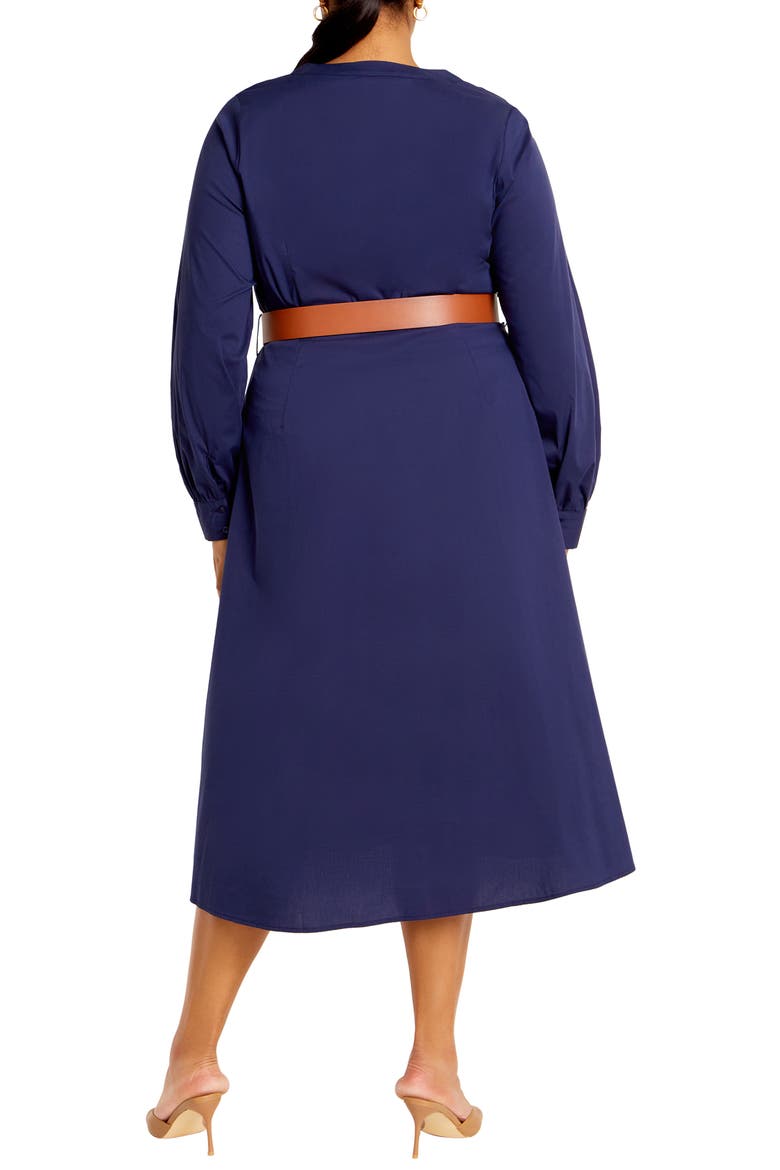 Emi Belted Midi Dress, Alternate, color, NAVY