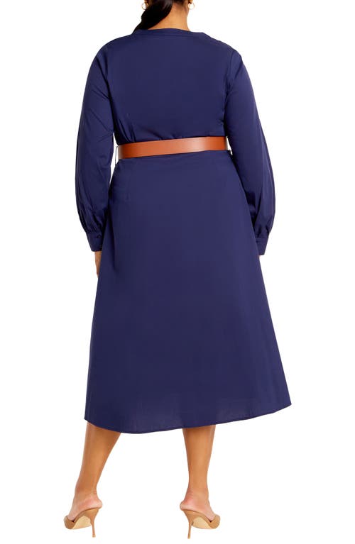 City Chic Emi Belted Midi Dress In Blue