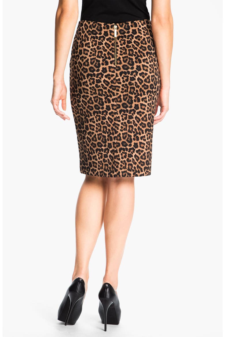 Jaguar Print Ponte Skirt, Alternate, color, CARAMEL