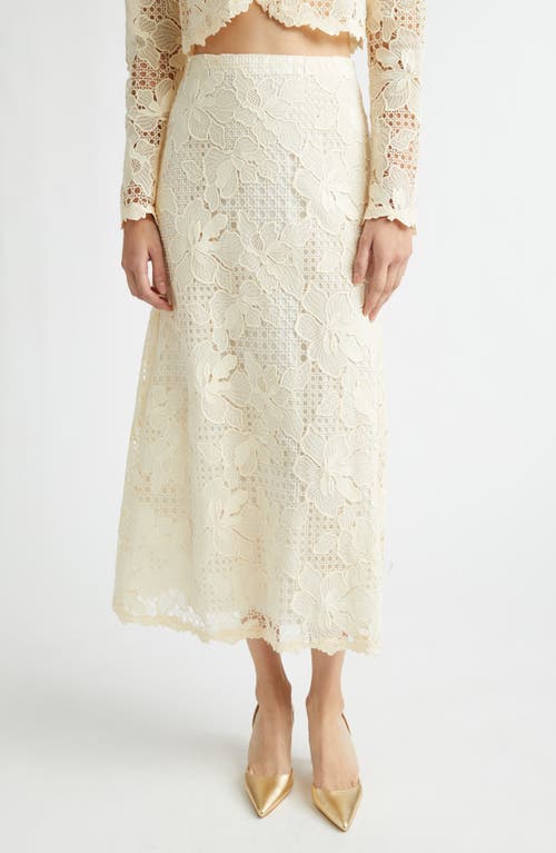 Lela Rose Lattice Guipure Lace Midi Skirt in Cream at Nordstrom, Size 4