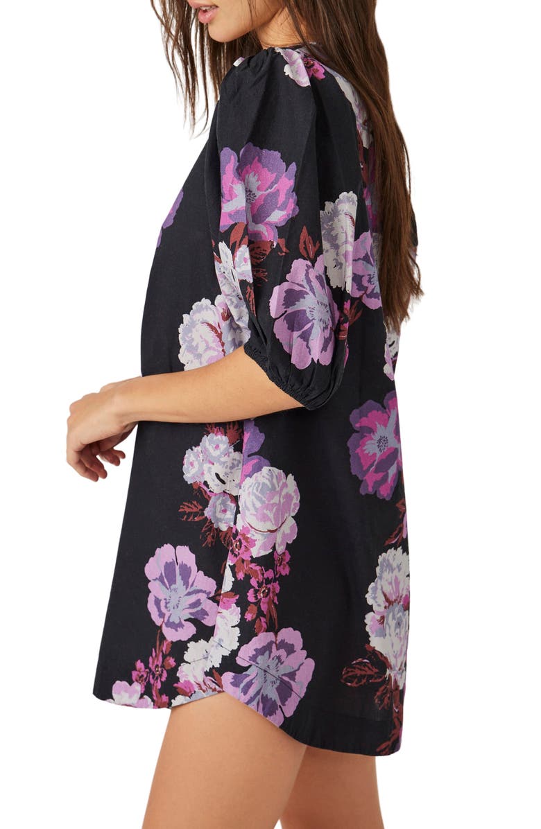 Free People Maye Floral Puff Sleeve Cotton Poplin Tunic Top, Alternate, color,