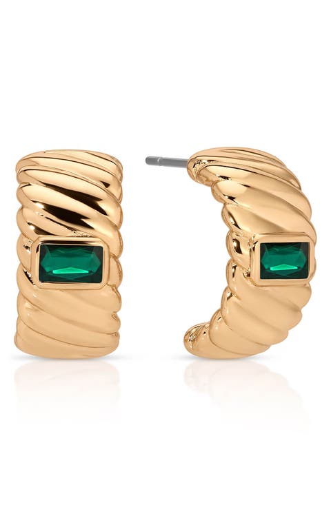 Baguette Crystal Hoop Earrings