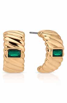 Baguette Crystal Hoop Earrings