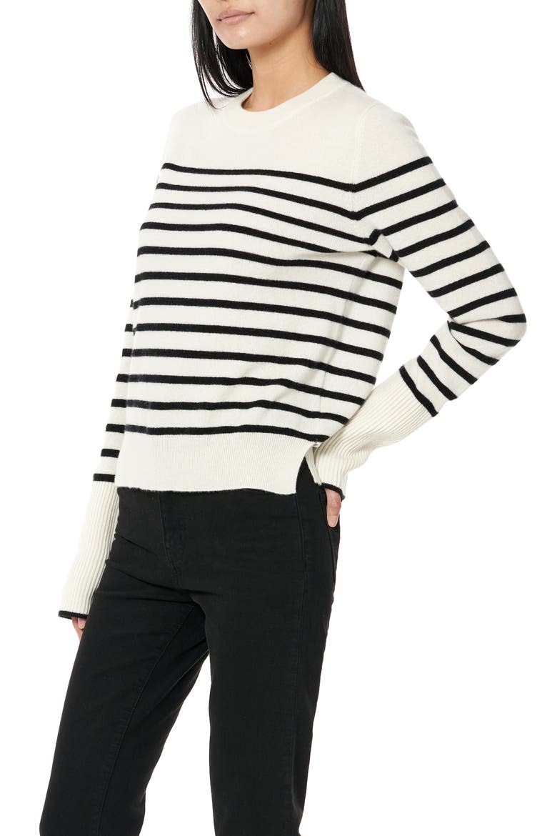 Lean Lines Stripe Cashmere Sweater, Alternate, color, CREAM / BLACK
