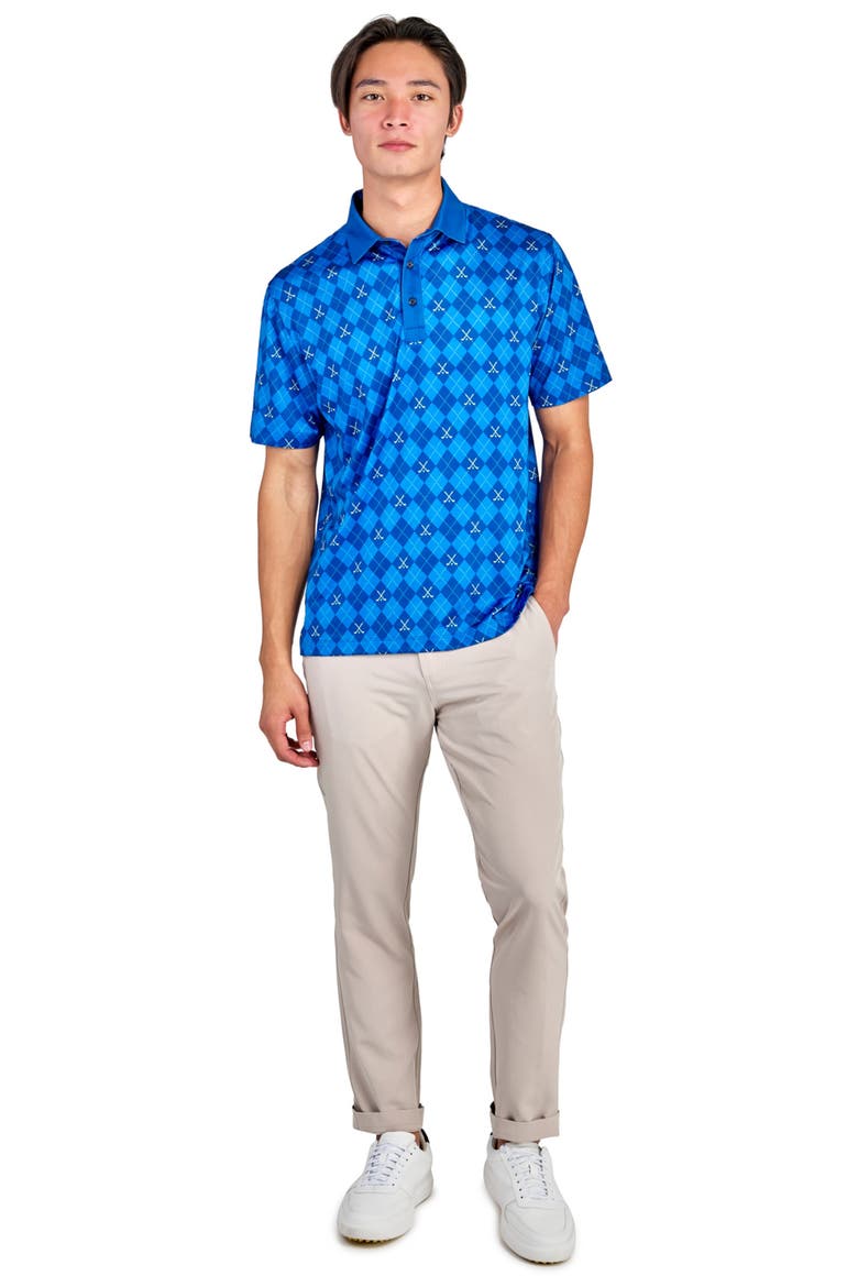 Regular Fit Golf Club Argyle Print Recycled Performance Golf Polo, Alternate, color, BLUE