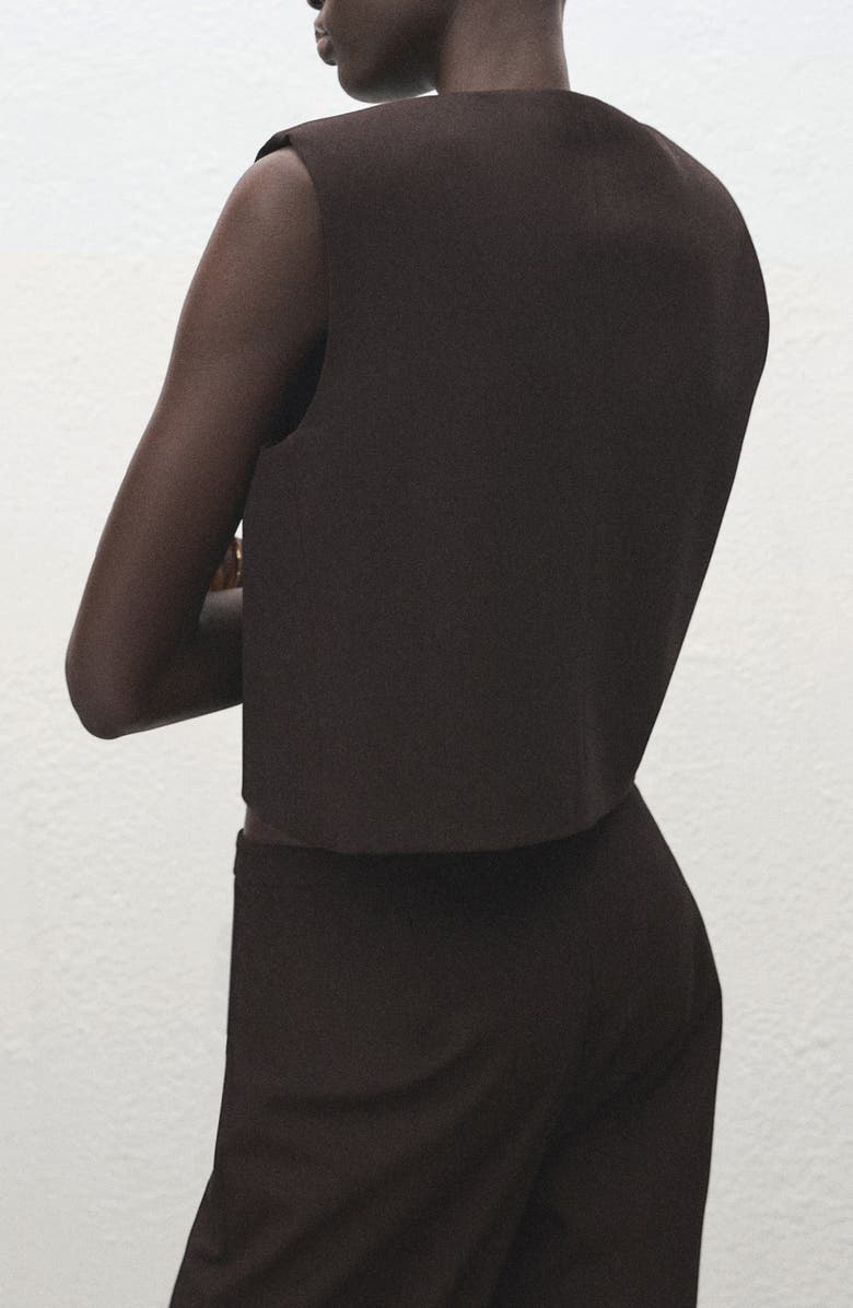 MANGO Sleeveless Snap-Up Crop Top, Alternate, color, Grey