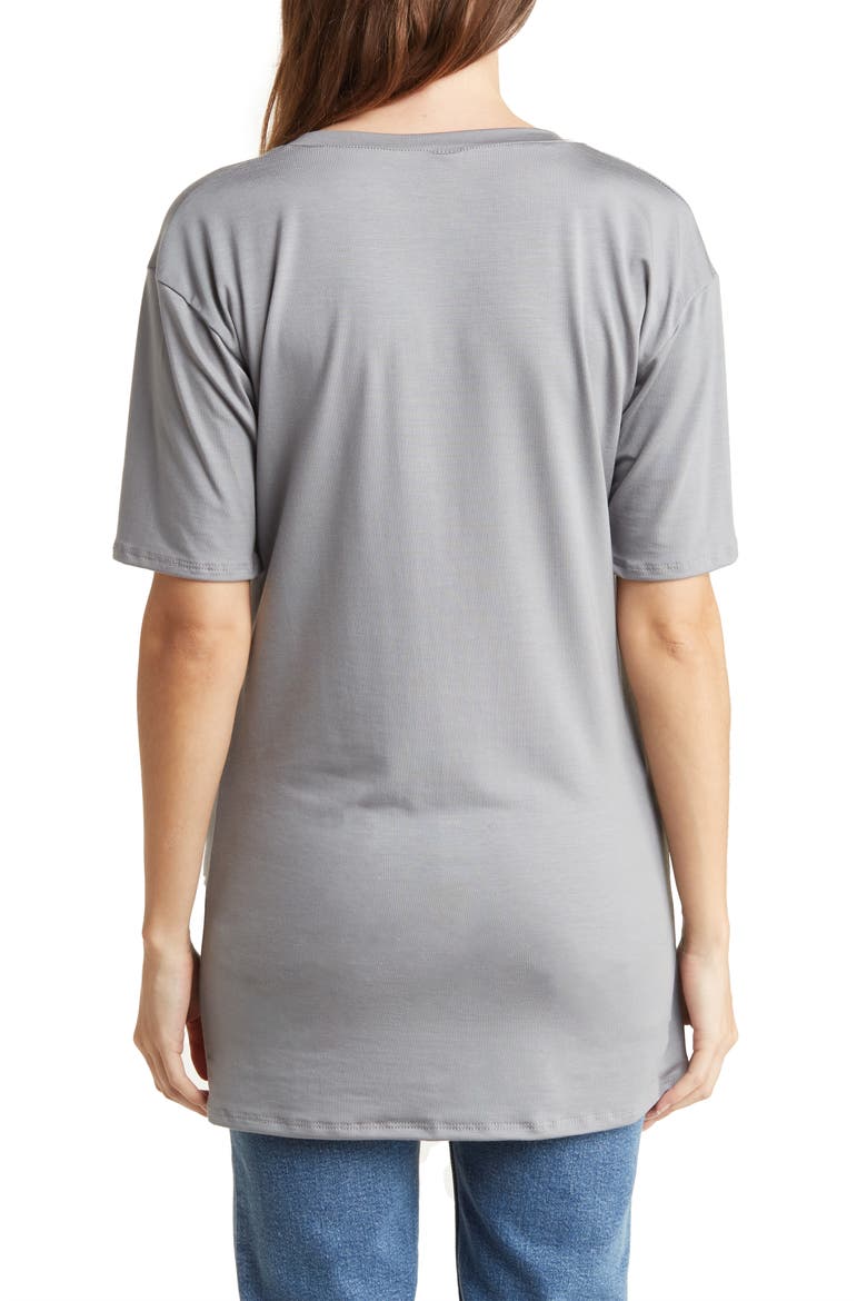 V-Neck Boyfriend T-Shirt, Alternate, color, CHARCOAL PRINT 1