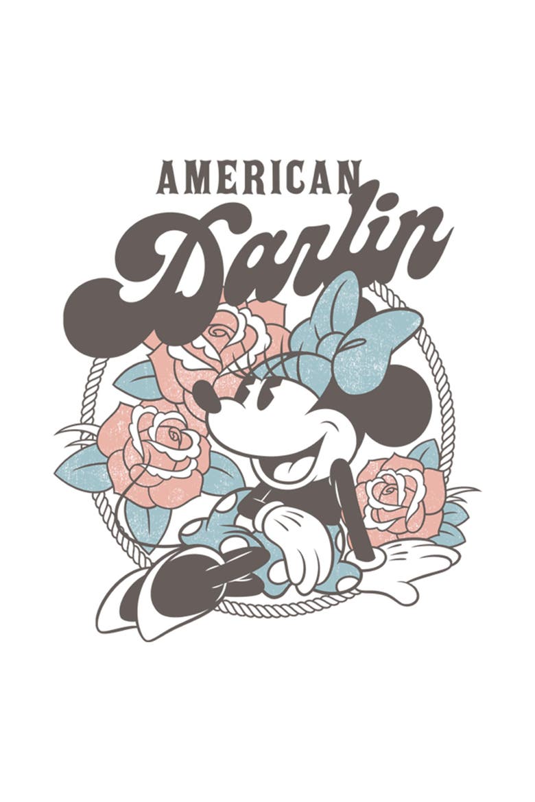 Girl's Minnie Mouse American Darling  Graphic T-Shirt, Alternate, color, White
