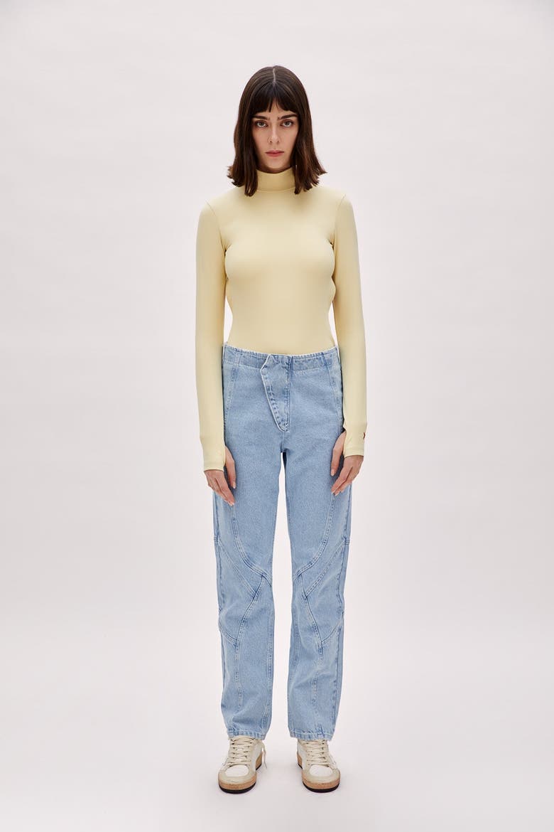Cotton Stitch Detail Straight Denim, Alternate, color, blue